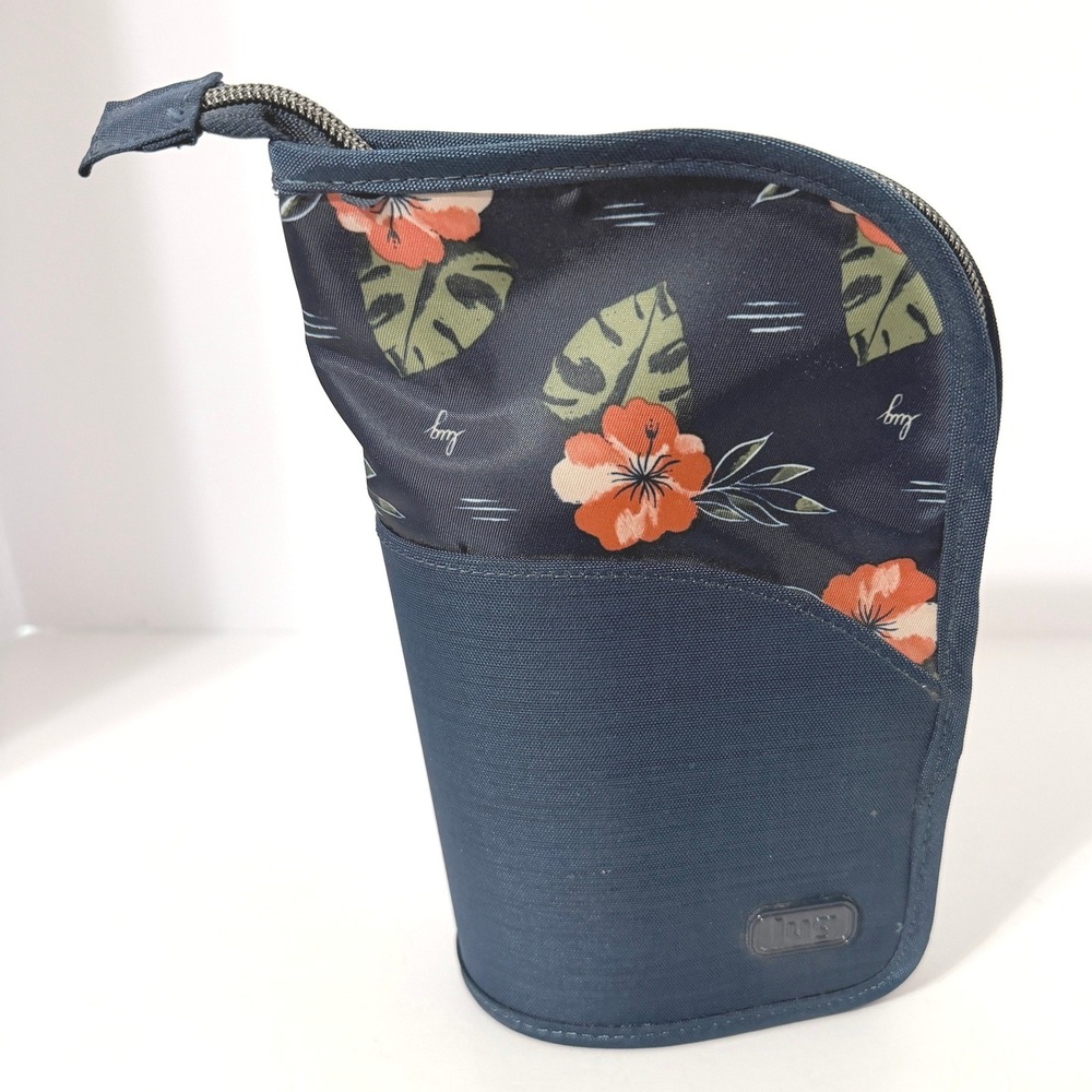Lug Canoe Brush Holder Aloha Navy Floral Makeup Organizer Travel Case NEW